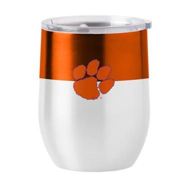 Imagem de Logo Brands 123-S16CB-11: Clemson 473 g Colorblock bebida curvada inoxidável
