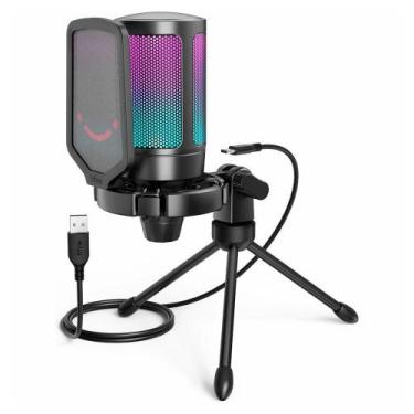 Imagem de Microfone de Mesa Fifine A6V Ampligame, com Suporte, Condensador, RGB,