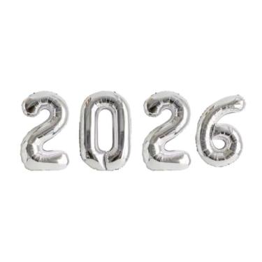Imagem de Kit Balão Numero Gigante 32 Pol Metalizado Ano Novo (Prata)