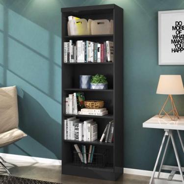 Imagem de Estante para Livros 5 Prateleiras Preto 1404 - Qmovi, Moderno, Preto