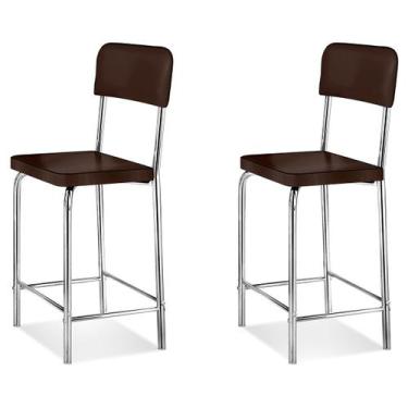 Imagem de Banquetas Kit 2 Banquetas Vintage Cromado/Marrom - Art Panta, Indústri