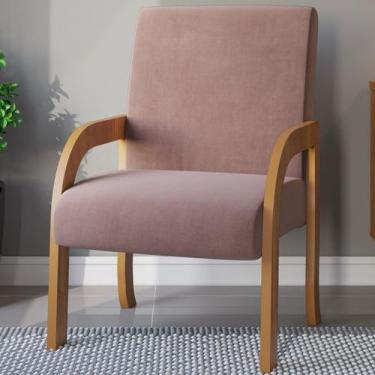 Imagem de Poltrona Veneza Mel/Veludo Rosa - Viero Móveis, Moderno, Rosa