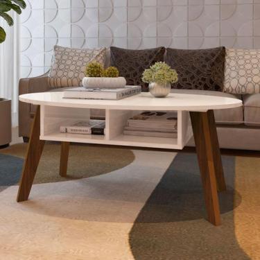 Imagem de Mesa de Centro Diva 2 Nichos Off White/Cedro - Pnr Móveis, Marrom, Mod
