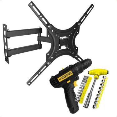 Imagem de Suporte TV 32 55 Polegadas Retrátil Articulado Ajustável Furadeira Elé