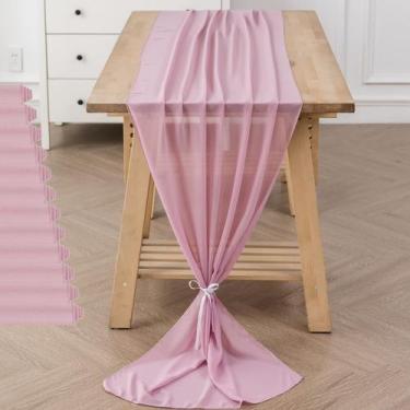 Imagem de Table Runner Flohar Chiffon 29 x 300 cm, rosa empoeirado, pacote com 1