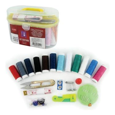 Imagem de 2X Kit De Costura Com 68 Itens Peças Agulha Linha Cores Sort