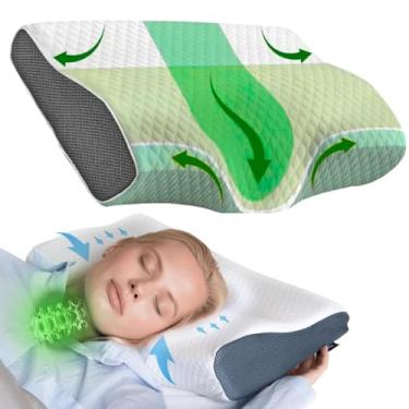 Imagem de Travesseiro Cervical Ortopédico PREMIUM para Coluna com Espuma Viscoelástica Anatomico 50x30cm Almofada de Memoria de Pescoço Hipoalergênico Suporte para Dores na Coluna Almofada de Pescoço JadeVic