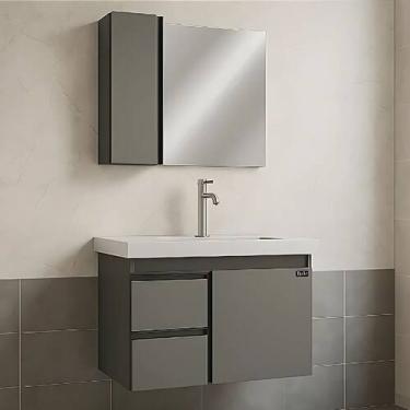 Imagem de Conjunto Gabinete Banheiro 58cm com Cuba Espelheira Armário - Rainha d