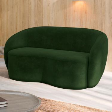 Imagem de Sofá Living Decorativo 160cm 2 Lugares Íbis Encosto Fixo Veludo Verde G33 - Gran Belo