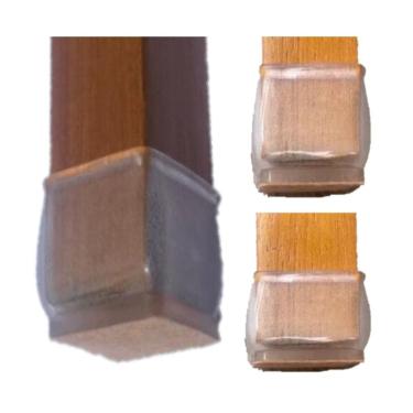 Imagem de Kit 24 Protetor Pezin Quadrado Feltro Pé Cadeira Mesa Moveis