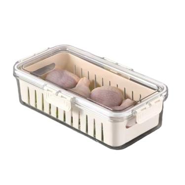 Imagem de Caixa Organizadora De Alimentos Transparente Geladeira Empilhável Multiuso Com Divisórias(Caixa 1 Divisória)