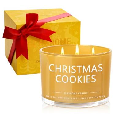 Imagem de Velas perfumadas com biscoitos de Natal, velas perfumadas para casa, 340 g de soja luxuosa, 50 horas de tempo de queima, presentes de aniversário e Natal para mulheres e homens