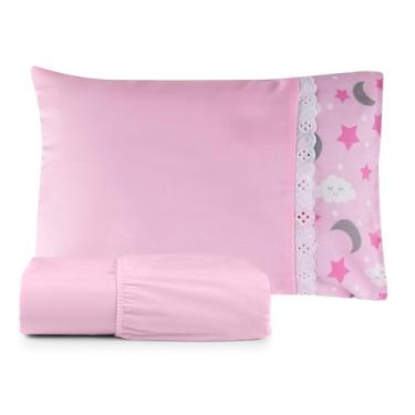 Imagem de Jogo de Lençol para Mini Berço, (Nuvem Rosa)