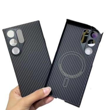 Imagem de Waillynice Capa de fibra de carbono original para Samsung Galaxy S24 Ultra anti-queda com design de capa de fibra de aramida S24ultra (preta (Mag) RingFine, para S24 Ultra)