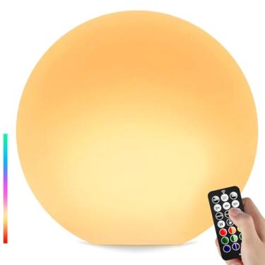 Imagem de LOFTEK Esfera de luzes flutuantes de LED regulável, luz noturna sem fio de 30,5 cm com controle remoto, 16 cores RGB e 4 modos, recarregável e impermeável, perfeita para ambientes internos/externos, piscina, decoração de exposição, 1 unidade