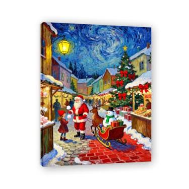 Imagem de Pôster de Natal de casa de fazenda, estampa de férias de inverno, decoração de parede de Natal vintage para decoração de galeria de quarto de fazenda A55. Moldura interna de 50 x 65 cm - 19,7 x 25,6