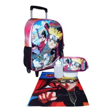 Imagem de Kit Mochila Boruto Naruto Rodinhas Infantil Masculina Grande - Luxcel