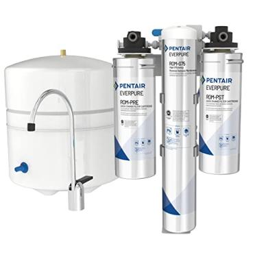 Imagem de Sistema de osmose reversa Pentair Everpure ROM IV, EV929650, sistema RO de 3 estágios inclui membrana, pré-filtro, pós-filtro, tanque de armazenamento e torneira