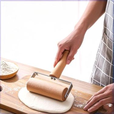 Imagem de Rolo de massa de pizza e rolo de massa pequeno, conjunto de rolo de massa antiaderente para cozinha doméstica