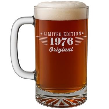Imagem de Caneca de cerveja de vidro gravada vintage 1976 de 473 ml - Presentes de feliz aniversário de 50 anos para homens e mulheres, Cheers to Turning 50 Year Old Man Decoration Decor, Birthday Bday Party