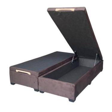 Imagem de Cama Box Baú Casal Bipartido Suede Luxo - Suíte Imperial - Acabamento Reforçado, Amplo Espaço (188x138x44cm, Suede Marrom)