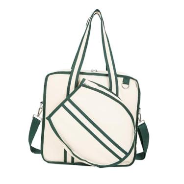 Imagem de Vaveren Bolsa de tênis, bolsa de ombro para raquete, multiuso, esportiva, fitness, esportiva, grande para raquete, Bege