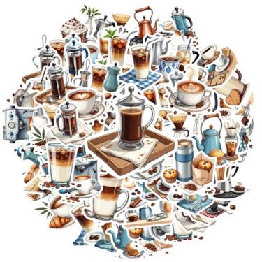 Imagem de 50 peças de adesivos de papelaria café bebida matinal café bebida adesivos de recompensa de professores adesivos de bebidas artesanais para telefone faça você mesmo, guitarra, laptop, notebook, mala