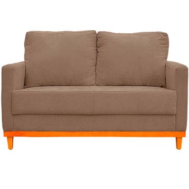 Imagem de Sofa Berlim 2 Lugares Base De Madeira Tecido Impermeavel Bege Escuro