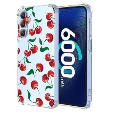 Imagem de RRXSYXL Capa para Samsung Galaxy M35 5G com estampa floral transparente, capa macia à prova de choque para Samsung M35 5G (cereja)