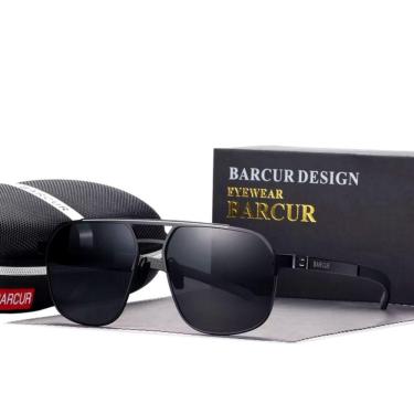 Imagem de Óculos De Sol Polarizados Design Quadrado Com Proteção Uv400 Cinza Escuro