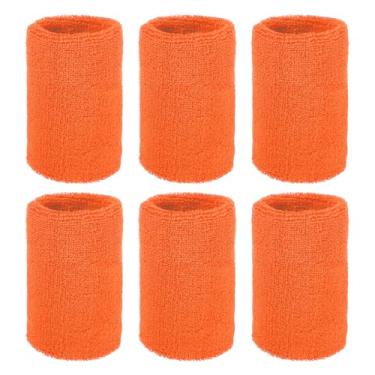 Imagem de YELARXI Pulseiras de suor, pulseiras para esportes de suor 10 x 7,6 cm e pacote com 6 e ajuste laranja para (tênis/basquetebol/futebol/corrida/malhar/homens e mulheres)