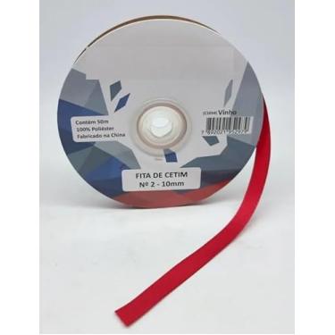 Imagem de Fita de Cetim Simples 10mm N°2 com 50 Metros - UNIDADE - Escolha a Cor (VINHO - C1054)