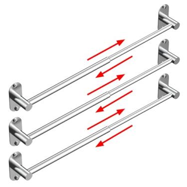 Imagem de Toalheiro ajustável de 36,5 a 64 cm, autoadesivo e montado na parede para banheiro, cozinha, suporte de toalha de mão, cabide de panos, organizador de aço inoxidável SUS 304, barra única (3, cromado)