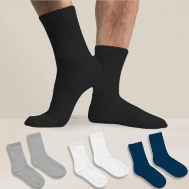 Imagem de Kit 12 Pares Meia Cano Médio Alta Masculina Fitness Academia Cor:Sorti