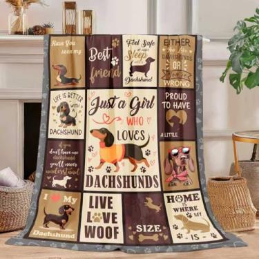 Imagem de Knerova Cobertor de dachshund para mulheres - 127 x 101 cm, cobertor de dachshund, decoração aconchegante e fofa para sofá-cama, presentes de aniversário de Natal