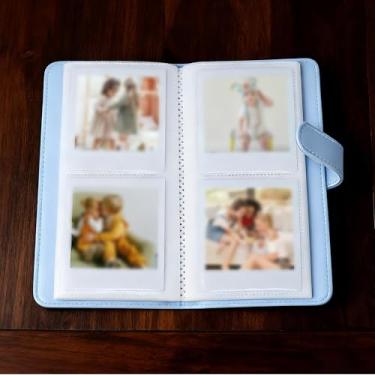 Imagem de Álbum de fotos azul de poliuretano com 80 bolsos para câmeras Polaroid Square