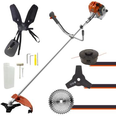 Imagem de Roçadeira Profissional Tekna RL430ACN-TK 2 Tempos 43cc 1,7HP de Potência Cortador de Grama Com Cabeçote de Nylon + Lâmina 3 Pontas + Lâmina 40 Dentes