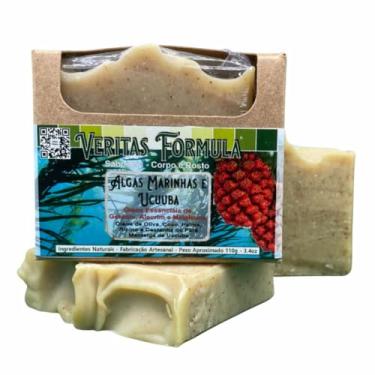Imagem de Sabonete Artesanal de Algas Marinhas – Com Algas em Pó, Manteiga de Ucuuba, Óleo de Castanha-do-Pará e Óleos Essenciais de Alecrim, Gerânio e Melaleuca – 110g