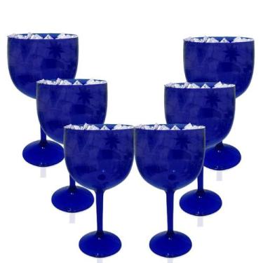Imagem de Kit 6 Taças Gin Azul Acrílico Copo Gin - Krystalon