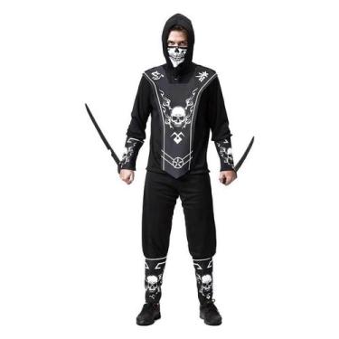 Imagem de Fantasia de Halloween Ninja Sombrio Infantil Com Balaclava e Bracelete