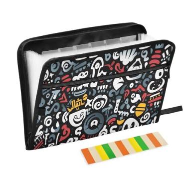 Imagem de Wassud Pasta organizadora de arquivos sanfonada com estampa de desenho animado A4, pasta organizadora de documentos, pasta de arquivos expansível, 13 bolsos