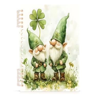 Imagem de CEBUGI St.patrick's Day Gnomes Notebook 1 Pack Detachable Spiral Notebook A5 College Ruled Paper with 60 Sheets Binding Note Book for Office School Journal 8.3 x 5.7in