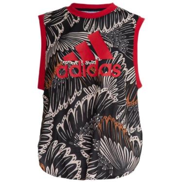 Imagem de Regata Feminina Flamengo x FARM Rio Adidas - Pret+Vermelho-Feminino