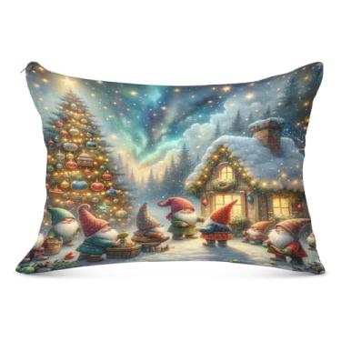 Imagem de Capa de almofada longa de gnomo festivo de Natal para travesseiro de corpo, fronhas com zíper 53 x 137 cm