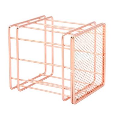 Imagem de GLOGLOW Cesta de Armazenamento de Ferro Em Ouro Rosado, Organizador de Mesa Moderno, Qualidade Premium, Uso Doméstico, Vários Tamanhos Disponíveis, Suprimentos de Armazenamento Nan (B)