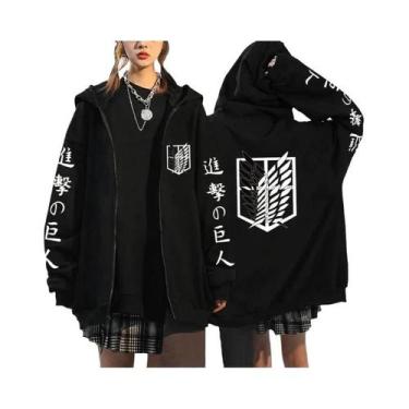 Imagem de Moletom Unissex Com Estampa Gráfica De Attack on Titan, Zíper, Casual 
