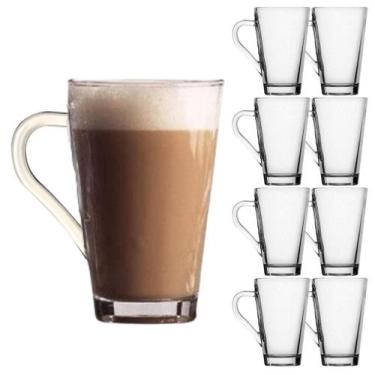 Imagem de Jogo 6 Xícaras Caneca De Vidro Transparente Com Alça 350ml - CLICK HOU