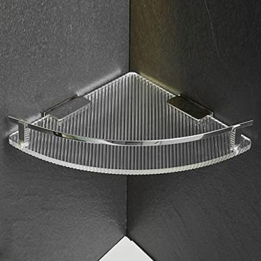 Imagem de Prateleiras de chuveiro Rack de armazenamento de acrílico, prateleira de armazenamento triangular de banheiro, prateleira de canto montada na parede, organizador de chuveiro, suporte de chuveiro