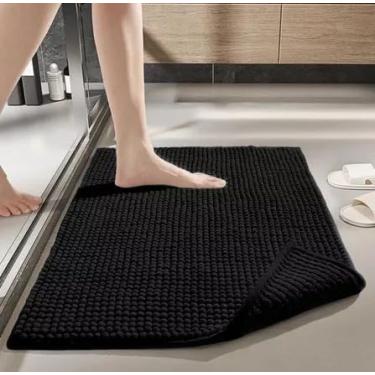 Imagem de Kit 2 Tapetes de Banheiro Macarrão Bolinha Antiderrapante 57cm x 38cm- Qh shopp (Preto)