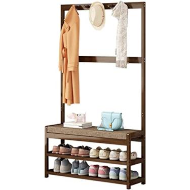 Imagem de A1DFDFGOQSFG Cabide independente para cabide de roupas, árvore, com banco e sapato, organizador de armazenamento de roupas para entrada de quarto (cor única 80 x 27 x 158 cm)